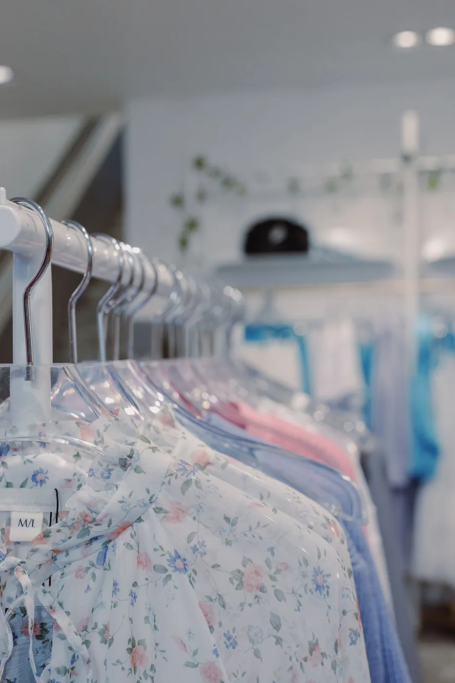 Vêtements fleuris sur des cintres